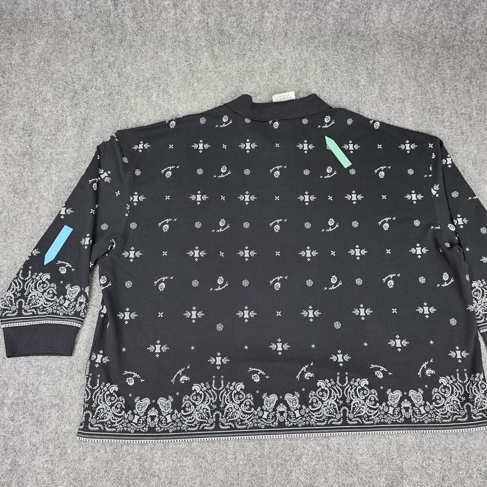 Savage X Fenty Shirt Womens 4X Black Bandana Paisley Long Sleeve Polo Top - Picture 15 of 16